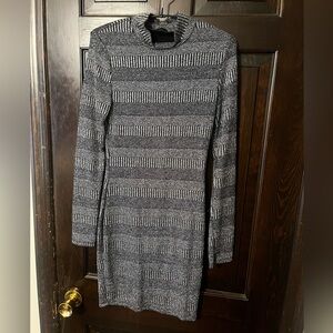 The Vintage Shop Charcoal Striped Dress